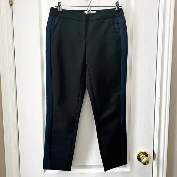 Rickis Ankle Cropped Slim Fit Pants Black Navy Blue Tuxedo Side Stripe Size 2 - Picture 5 of 15